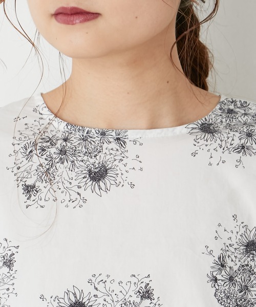 PUAL CE CIN(ピュアルセシン)の「線描き花束プリントワンピース(ワンピース・レディース・チャコール/ホワイト/グレイッシュベージュ・FREE)」の10枚目の写真