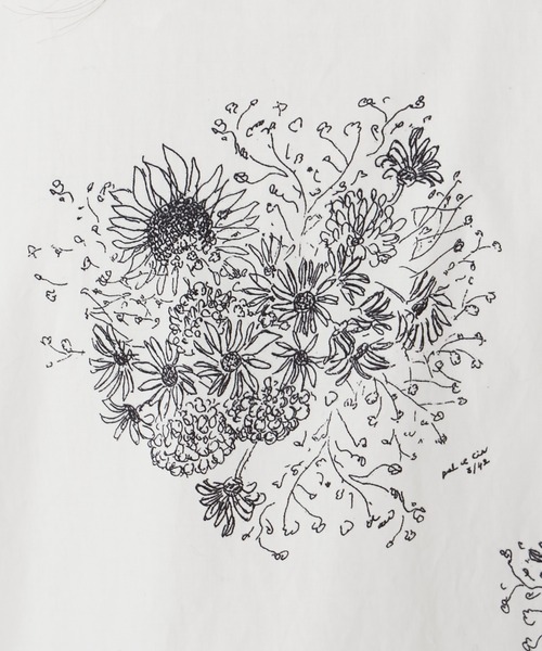 PUAL CE CIN(ピュアルセシン)の「線描き花束プリントワンピース(ワンピース・レディース・チャコール/ホワイト/グレイッシュベージュ・FREE)」の6枚目の写真