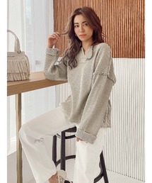 ALEXIA STAM | Waffle Key Neck Top/ワッフルキーネックトップ(Tシャツ/カットソー)