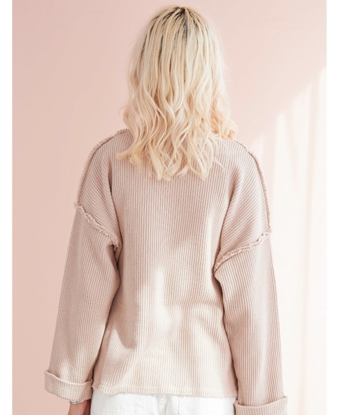 ALEXIA STAM(アリシアスタン)の「Waffle Key Neck Top/ワッフルキーネックトップ(Tシャツ/カットソー・レディース・アイボリー/グリーン系その他/ピンク系その他・FREE)」の11枚目の写真