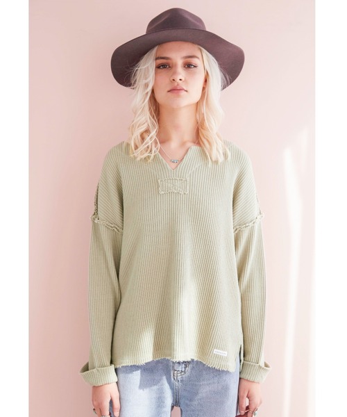 ALEXIA STAM(アリシアスタン)の「Waffle Key Neck Top/ワッフルキーネックトップ(Tシャツ/カットソー・レディース・アイボリー/グリーン系その他/ピンク系その他・FREE)」の12枚目の写真