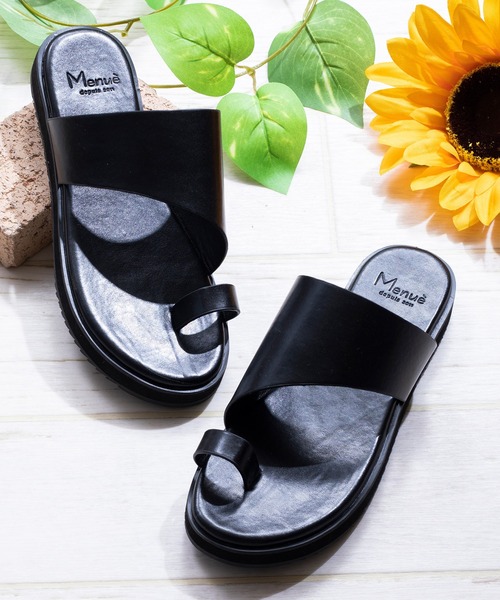 menue(メヌエ)の「ラウンドトゥフラット親指トングサンダル(サンダル・レディース・アイボリー/ゼブラ/ブラック・3L/S/LL/M/XS/L)」の2枚目の写真