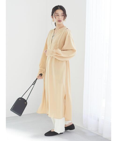 Sugar spoon（シュガースプーン）の「・SUGAR SPOON レイヤードシャツワンピ＊（ワンピース・レディース・チャコールグレー/ライトカーキ/ベージュ・FREE）」の6枚目の写真