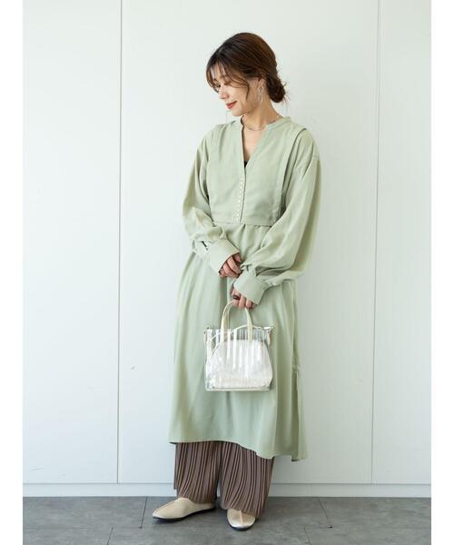 Sugar spoon（シュガースプーン）の「・SUGAR SPOON レイヤードシャツワンピ＊（ワンピース・レディース・チャコールグレー/ライトカーキ/ベージュ・FREE）」の17枚目の写真