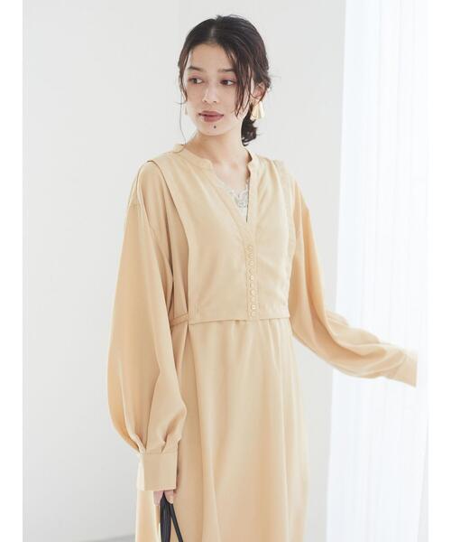 Sugar spoon（シュガースプーン）の「・SUGAR SPOON レイヤードシャツワンピ＊（ワンピース・レディース・チャコールグレー/ライトカーキ/ベージュ・FREE）」の9枚目の写真