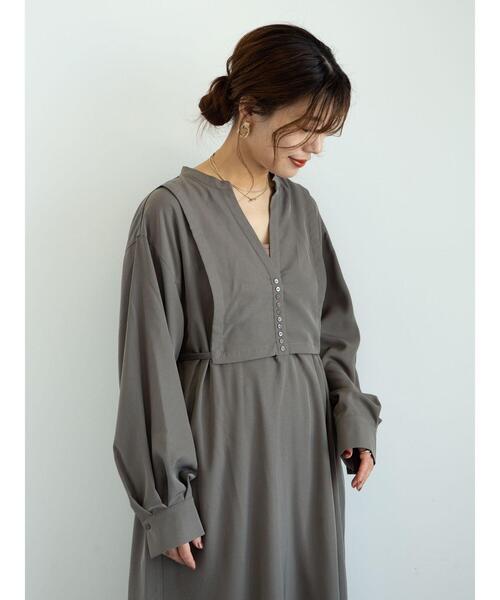 Sugar spoon（シュガースプーン）の「・SUGAR SPOON レイヤードシャツワンピ＊（ワンピース・レディース・チャコールグレー/ライトカーキ/ベージュ・FREE）」の15枚目の写真