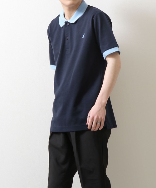 KANGOL（カンゴール）の「【KANGOL】 鹿の子 ワンポイント ロゴ 刺繍 半袖 ポロシャツ（ポロシャツ・メンズ・ネイビー系/ブラック系1/ホワイト/ブラック/ブラック×ホワイト/ネイビー系1/ブラック系/グレー系/ネイビー系2/チャコール/ネイビー/ブルー/ホワイト系/ブラック系2/ネイビー系3/ネイビー系4/ホワイト系1/ブラック系3・LARGE/SMALL/MEDIUM/XX-LARGE/X-LARGE）」の16枚目の写真