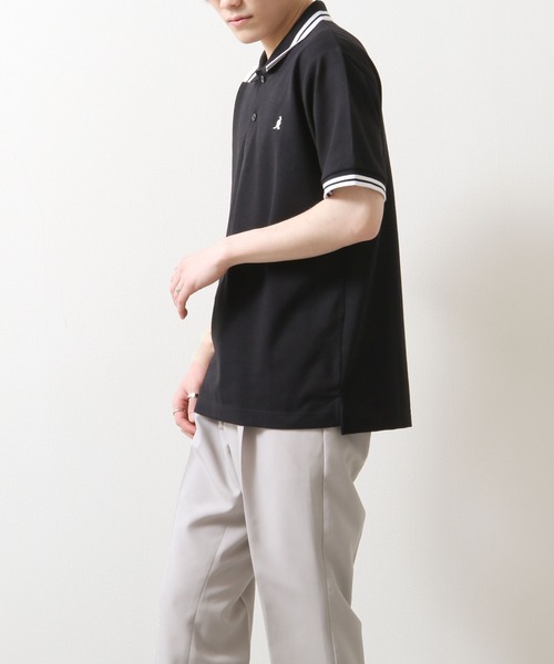 KANGOL（カンゴール）の「【KANGOL】 鹿の子 ワンポイント ロゴ 刺繍 半袖 ポロシャツ（ポロシャツ・メンズ・ネイビー系/ブラック系1/ホワイト/ブラック/ブラック×ホワイト/ネイビー系1/ブラック系/グレー系/ネイビー系2/チャコール/ネイビー/ブルー/ホワイト系/ブラック系2/ネイビー系3/ネイビー系4/ホワイト系1/ブラック系3・LARGE/SMALL/MEDIUM/XX-LARGE/X-LARGE）」の5枚目の写真