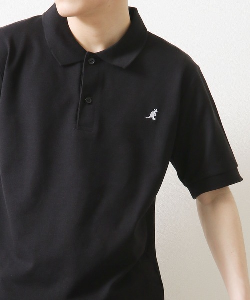 KANGOL（カンゴール）の「【KANGOL】 鹿の子 ワンポイント ロゴ 刺繍 半袖 ポロシャツ（ポロシャツ・メンズ・ネイビー系/ブラック系1/ホワイト/ブラック/ブラック×ホワイト/ネイビー系1/ブラック系/グレー系/ネイビー系2/チャコール/ネイビー/ブルー/ホワイト系/ブラック系2/ネイビー系3/ネイビー系4/ホワイト系1/ブラック系3・LARGE/SMALL/MEDIUM/XX-LARGE/X-LARGE）」の4枚目の写真