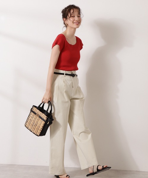 N.（N. Natural Beauty Basic）（エヌエヌナチュラルビューティーベーシック）の「【S Size Line】カラーチノワイドパンツ（チノパンツ・レディース・オフホワイト/ピンク・SMALL/MEDIUM）」の15枚目の写真