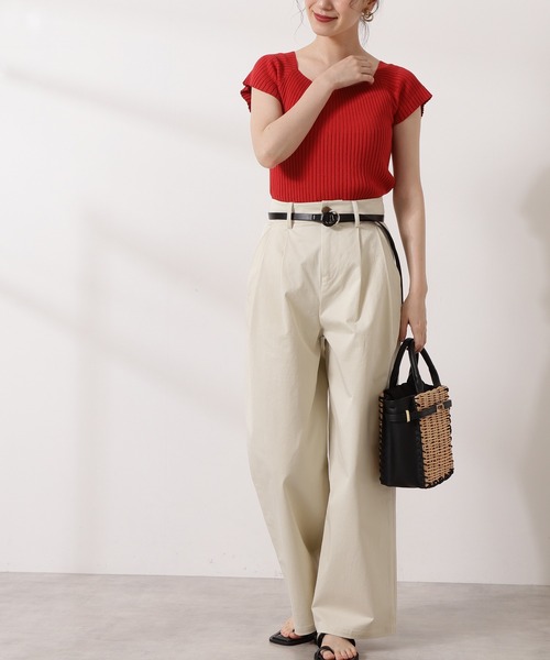 N.（N. Natural Beauty Basic）（エヌエヌナチュラルビューティーベーシック）の「【S Size Line】カラーチノワイドパンツ（チノパンツ・レディース・オフホワイト/ピンク・SMALL/MEDIUM）」の14枚目の写真