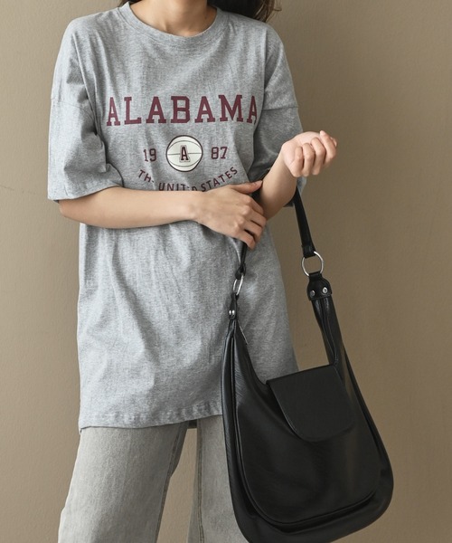 me+em select（ミームセレクト）の「ALABAMA カレッジロゴTシャツ（Tシャツ/カットソー・レディース・ネイビー/グレー/アイボリー/ミント・FREE）」の3枚目の写真