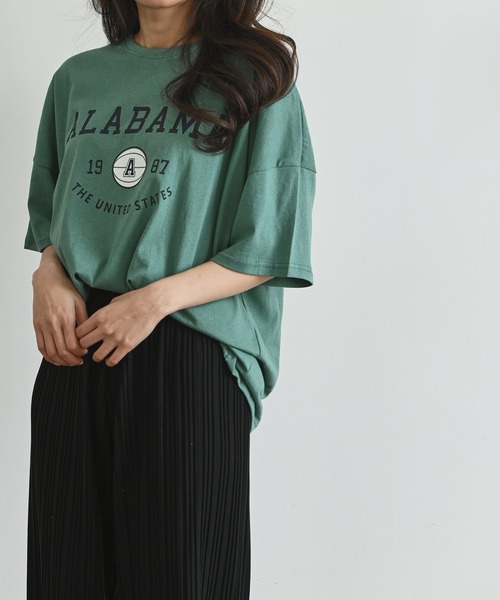 me+em select（ミームセレクト）の「ALABAMA カレッジロゴTシャツ（Tシャツ/カットソー・レディース・ネイビー/グレー/アイボリー/ミント・FREE）」の4枚目の写真