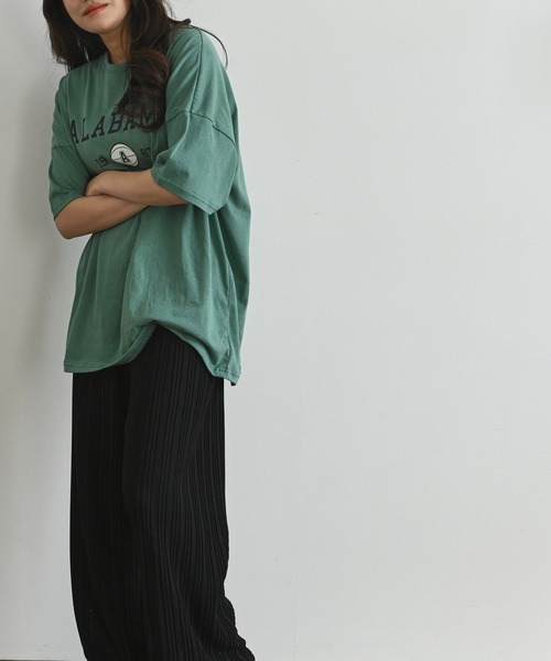 me+em select（ミームセレクト）の「ALABAMA カレッジロゴTシャツ（Tシャツ/カットソー・レディース・ネイビー/グレー/アイボリー/ミント・FREE）」の12枚目の写真