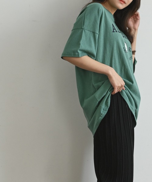 me+em select（ミームセレクト）の「ALABAMA カレッジロゴTシャツ（Tシャツ/カットソー・レディース・ネイビー/グレー/アイボリー/ミント・FREE）」の8枚目の写真