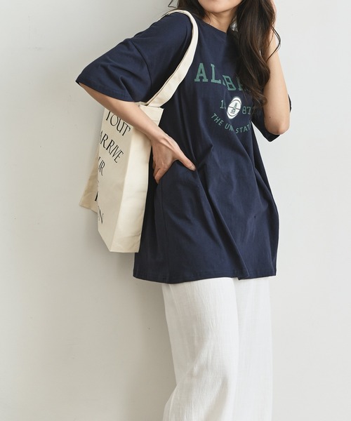 me+em select（ミームセレクト）の「ALABAMA カレッジロゴTシャツ（Tシャツ/カットソー・レディース・ネイビー/グレー/アイボリー/ミント・FREE）」の5枚目の写真