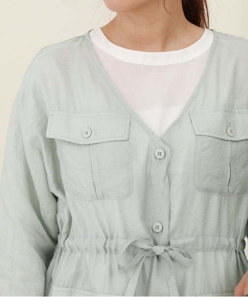 sakishimatokyo（サキシマトーキョー）の「サキシマamp「シアードルマンシャツジャケット」（ノーカラージャケット・レディース・ピンク/アイボリー/ブラック/ミント・FREE）」の3枚目の写真