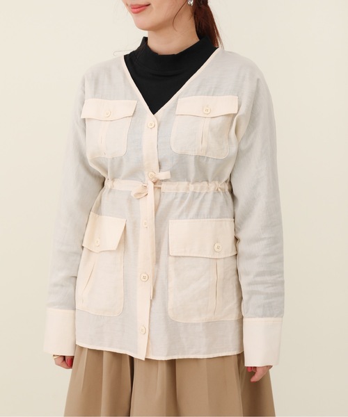 sakishimatokyo（サキシマトーキョー）の「サキシマamp「シアードルマンシャツジャケット」（ノーカラージャケット・レディース・ピンク/アイボリー/ブラック/ミント・FREE）」の5枚目の写真