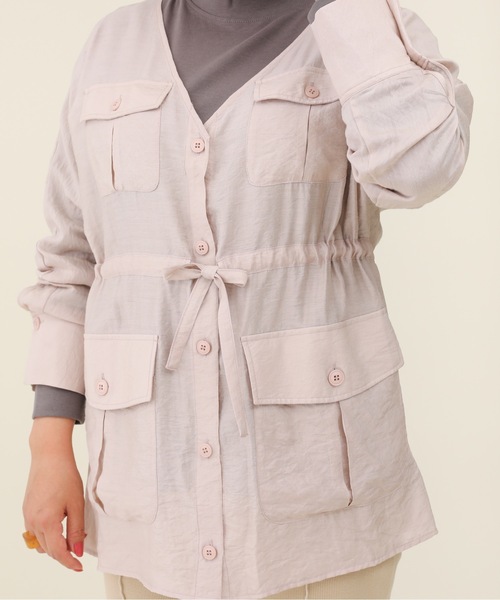 sakishimatokyo（サキシマトーキョー）の「サキシマamp「シアードルマンシャツジャケット」（ノーカラージャケット・レディース・ピンク/アイボリー/ブラック/ミント・FREE）」の7枚目の写真