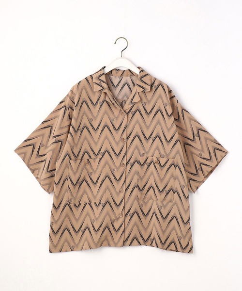 179/WG(イチナナキュウダブルジー)の「ジグザグ柄開襟シャツ(シャツ/ブラウス・レディース・オフホワイト/ブラック/ベージュ・MEDIUM)」の9枚目の写真