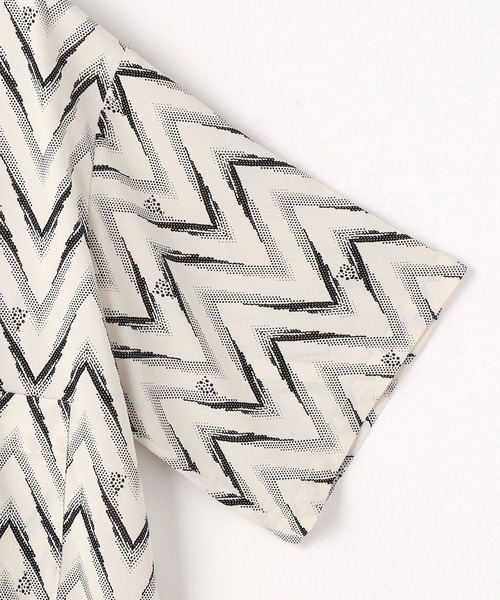 179/WG(イチナナキュウダブルジー)の「ジグザグ柄開襟シャツ(シャツ/ブラウス・レディース・オフホワイト/ブラック/ベージュ・MEDIUM)」の12枚目の写真