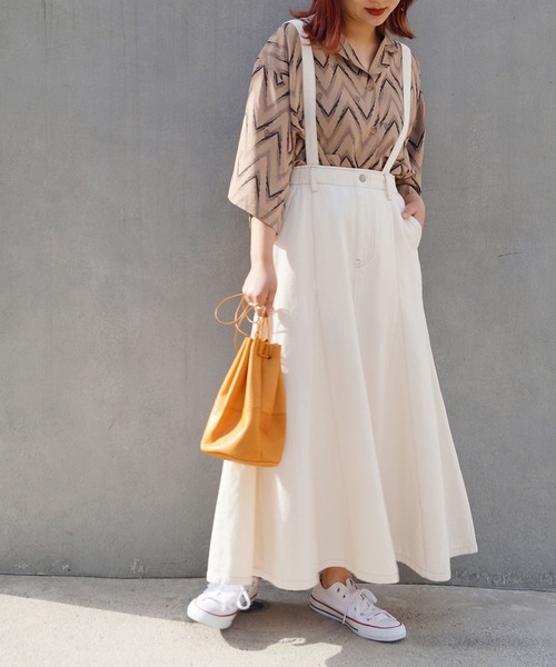 179/WG(イチナナキュウダブルジー)の「ジグザグ柄開襟シャツ(シャツ/ブラウス・レディース・オフホワイト/ブラック/ベージュ・MEDIUM)」の7枚目の写真