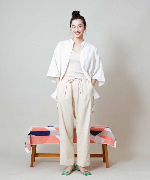 アダムエロペ コットンオーガン ジービスチェ 新品 セール】《WEB限定》マルチカラー コットンリネン テーパード