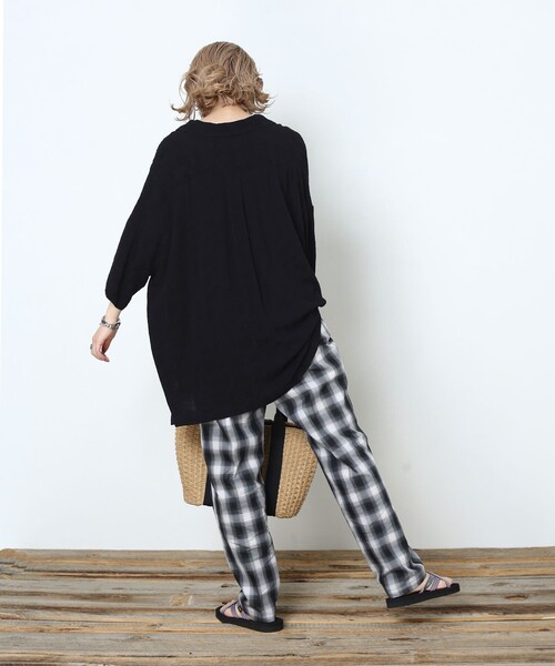 FREAK'S STORE(フリークスストア)の「▽【WEB限定】チェックテーパードパンツ(スラックス・レディース・ブラック/ブラウン/ピンク/ブルー/ネイビー・SMALL/MEDIUM)」の7枚目の写真