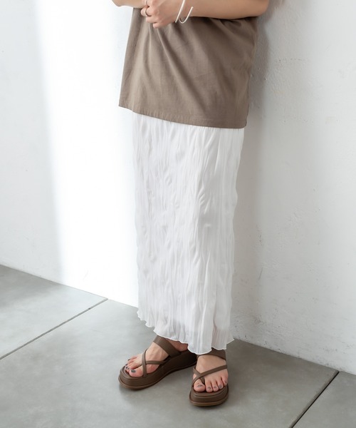 mystic（ミスティック）の「シアー楊柳スカート（スカート・レディース・ブラック/オフホワイト/ブルー/グリーン・FREE）」の2枚目の写真