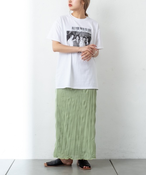 mystic（ミスティック）の「シアー楊柳スカート（スカート・レディース・ブラック/オフホワイト/ブルー/グリーン・FREE）」の4枚目の写真