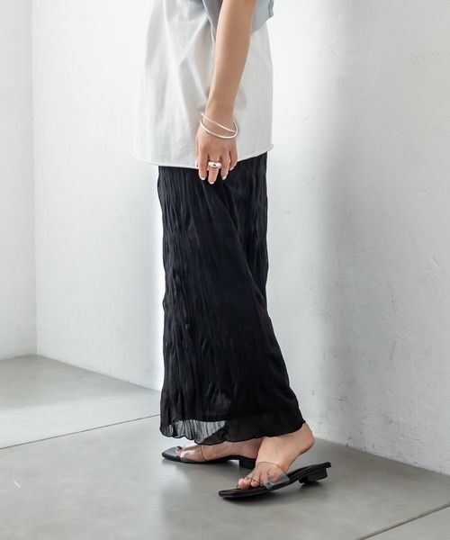 mystic（ミスティック）の「シアー楊柳スカート（スカート・レディース・ブラック/オフホワイト/ブルー/グリーン・FREE）」の3枚目の写真