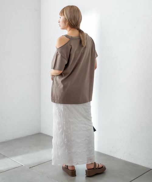 mystic（ミスティック）の「シアー楊柳スカート（スカート・レディース・ブラック/オフホワイト/ブルー/グリーン・FREE）」の6枚目の写真