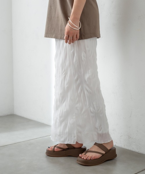 mystic（ミスティック）の「シアー楊柳スカート（スカート・レディース・ブラック/オフホワイト/ブルー/グリーン・FREE）」の9枚目の写真