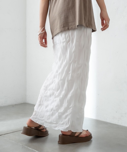 mystic（ミスティック）の「シアー楊柳スカート（スカート・レディース・ブラック/オフホワイト/ブルー/グリーン・FREE）」の10枚目の写真