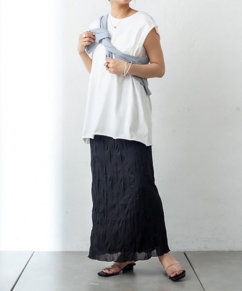 mystic（ミスティック）の「シアー楊柳スカート（スカート・レディース・ブラック/オフホワイト/ブルー/グリーン・FREE）」の14枚目の写真