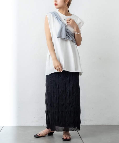 mystic（ミスティック）の「シアー楊柳スカート（スカート・レディース・ブラック/オフホワイト/ブルー/グリーン・FREE）」の15枚目の写真