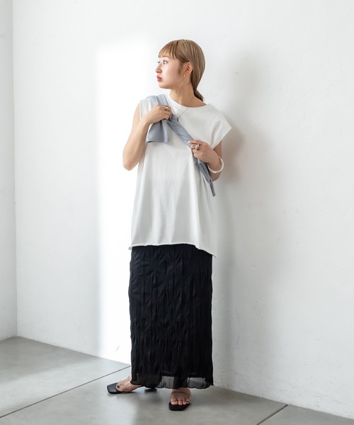 mystic（ミスティック）の「シアー楊柳スカート（スカート・レディース・ブラック/オフホワイト/ブルー/グリーン・FREE）」の13枚目の写真
