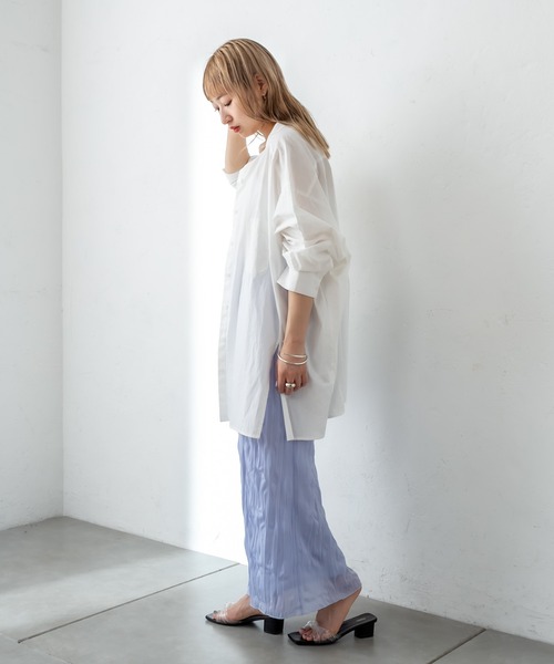 mystic（ミスティック）の「シアー楊柳スカート（スカート・レディース・ブラック/オフホワイト/ブルー/グリーン・FREE）」の21枚目の写真