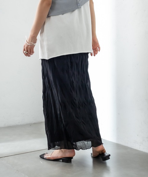 mystic（ミスティック）の「シアー楊柳スカート（スカート・レディース・ブラック/オフホワイト/ブルー/グリーン・FREE）」の17枚目の写真