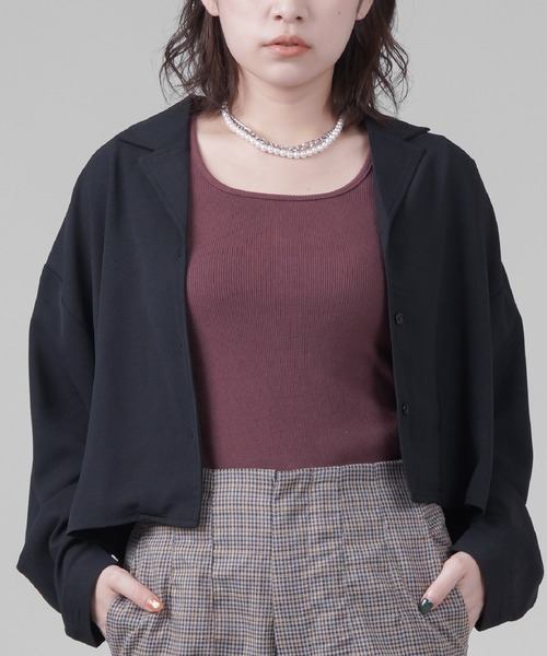 SPINNS（スピンズ）の「【11色展開】スクエアデザインリブカットソー（Tシャツ/カットソー・レディース・ラベンダー/テラコッタ/グレイッシュベージュ/ホワイト/ブラック/ブルー/ピンク/イエロー/ミント/モカ/ホワイト×ブラック/オレンジ/ダークブルー/レッド系その他・ONESIZE）」の13枚目の写真