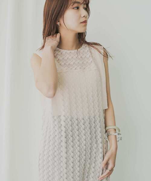 KBF+（ケービーエフプラス）の「KBF+　パターンレースノースリワンピース（ワンピース・レディース・ホワイト系その他/ブラック・ONE）」の16枚目の写真