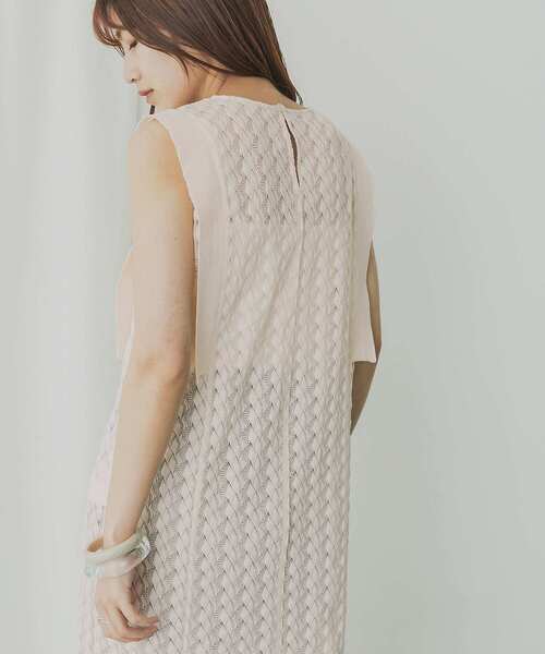 KBF+（ケービーエフプラス）の「KBF+　パターンレースノースリワンピース（ワンピース・レディース・ホワイト系その他/ブラック・ONE）」の7枚目の写真