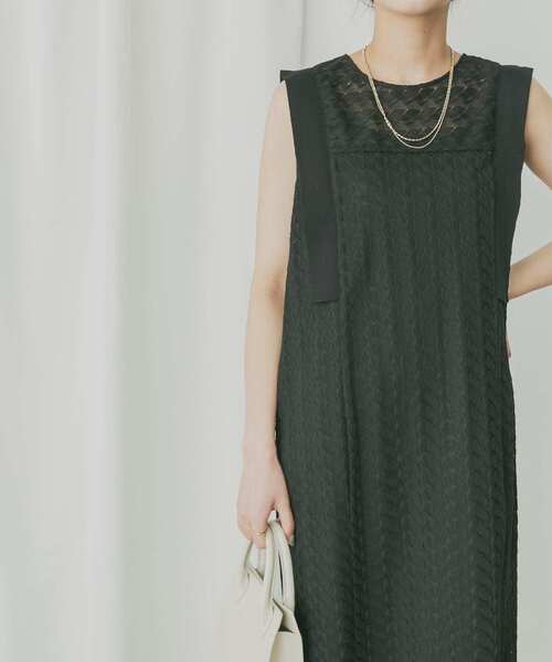 KBF+（ケービーエフプラス）の「KBF+　パターンレースノースリワンピース（ワンピース・レディース・ホワイト系その他/ブラック・ONE）」の11枚目の写真