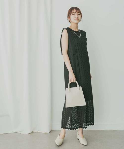 KBF+（ケービーエフプラス）の「KBF+　パターンレースノースリワンピース（ワンピース・レディース・ホワイト系その他/ブラック・ONE）」の3枚目の写真