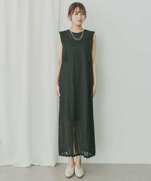 KBF+（ケービーエフプラス）の「KBF+　パターンレースノースリワンピース（ワンピース・レディース・ホワイト系その他/ブラック・ONE）」の5枚目の写真