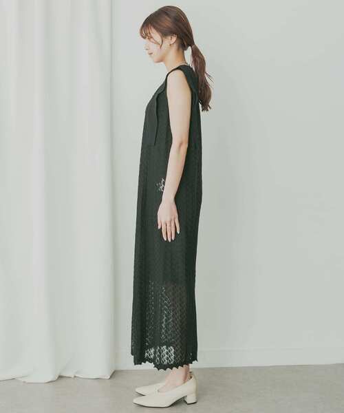 KBF+（ケービーエフプラス）の「KBF+　パターンレースノースリワンピース（ワンピース・レディース・ホワイト系その他/ブラック・ONE）」の9枚目の写真