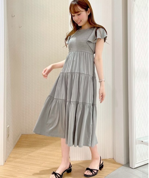 WILLSELECTION(ウィルセレクション)の「シャーリングリボンカットワンピース(ワンピース・レディース・ラベンダー/カーキ/ブラック・MEDIUM)」の9枚目の写真