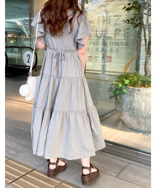 WILLSELECTION(ウィルセレクション)の「シャーリングリボンカットワンピース(ワンピース・レディース・ラベンダー/カーキ/ブラック・MEDIUM)」の6枚目の写真