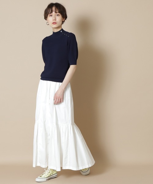 N.（N. Natural Beauty Basic）（エヌエヌナチュラルビューティーベーシック）の「【追加生産】◆スコッチボタン五分袖ニット（ニット/セーター・レディース・ネイビー/グリーン/グレー系その他・MEDIUM）」の7枚目の写真