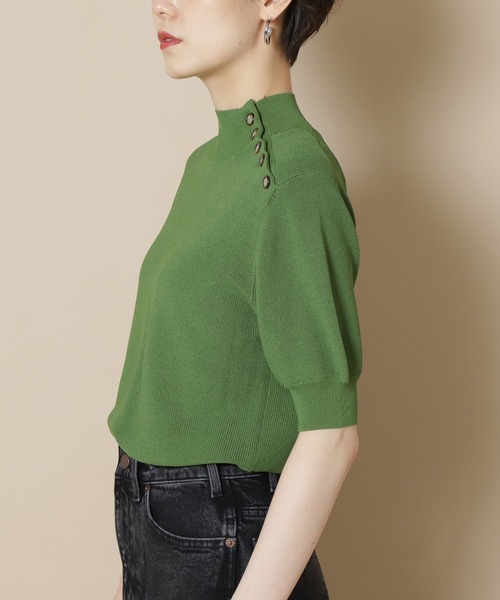 N.（N. Natural Beauty Basic）（エヌエヌナチュラルビューティーベーシック）の「【追加生産】◆スコッチボタン五分袖ニット（ニット/セーター・レディース・ネイビー/グリーン/グレー系その他・MEDIUM）」の9枚目の写真